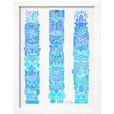 Turquoise Ombre Tiki Totems Framed Print Wall Art By Cat Coquillette   